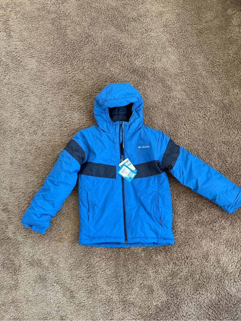 Columbia Boys' Bright Blue Puffer Jacket with Navy Contrast